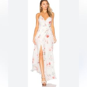 SJD- M white floral maxi dress e107-23